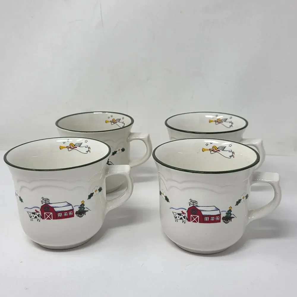 Pfaltzgraff Snow Village 12oz Adorable Coffee Mugs Original VTG 1994 nSet of 4